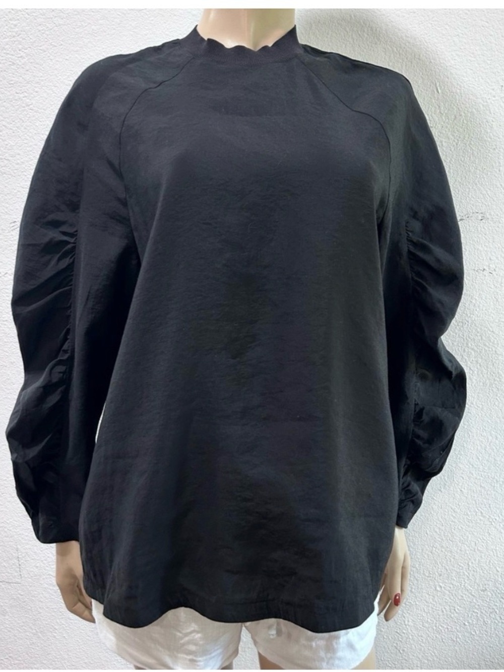 COS Black Crewneck Sweatshirt with Voluminous Raglan Sleeves - Picture 7 of 16